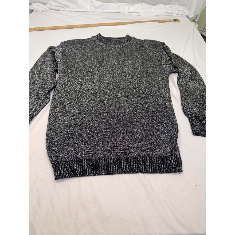 Vintage Christine Phillip Sweater California Couture Black Sliver Sparkle Sz Med